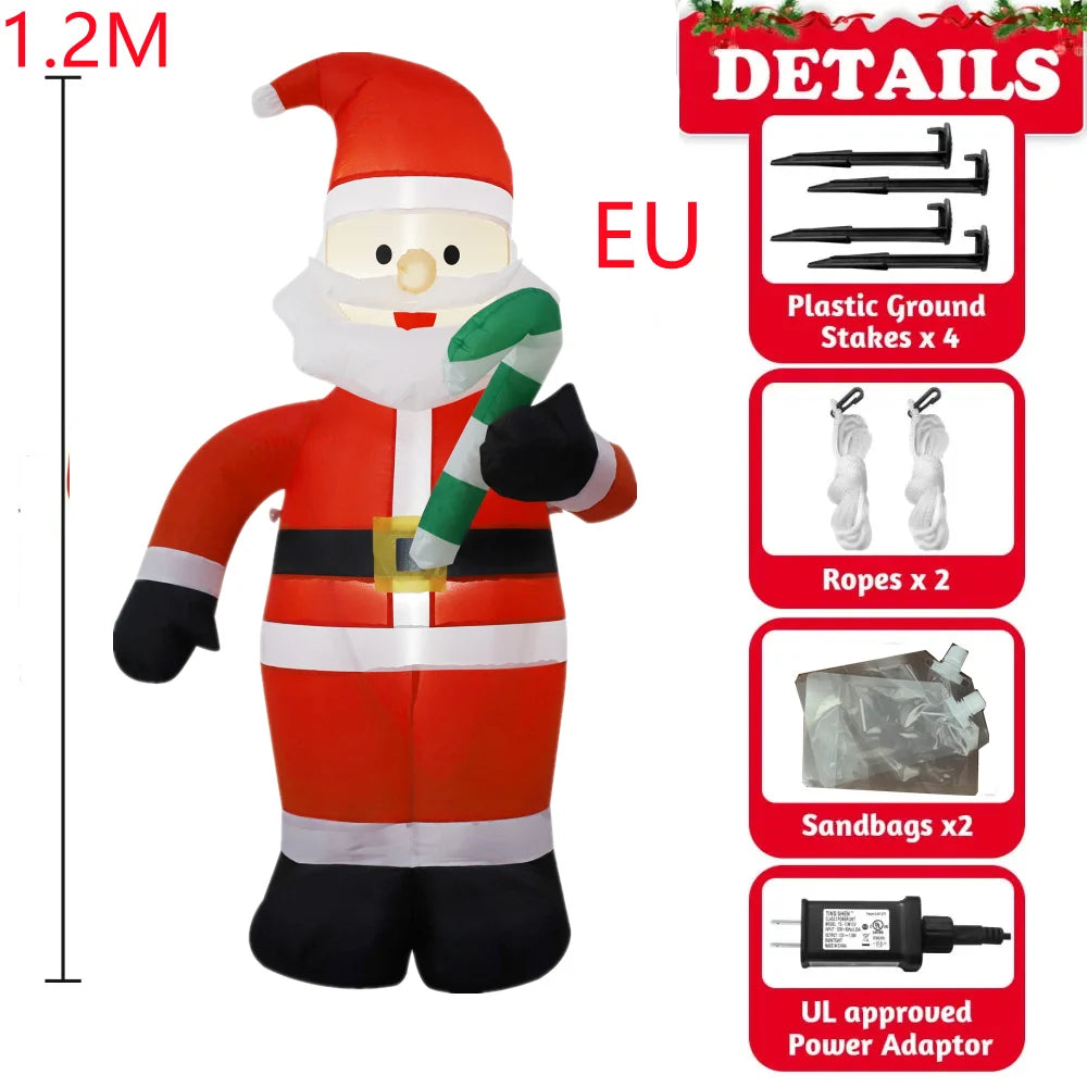2.1M Inflatable Christmas Claus Riding Shake Head Bear And 1.2m Santa Claus Built-in LED Light Courtyard Garden Xmas Decorati