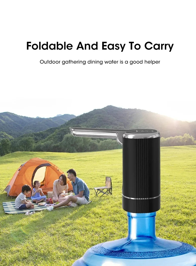 Foldable Water Dispenser Pump Handheld Portable USB Rechargeable Electric for Bottle Jug No Spill Quick Flow Desk Travel Camping