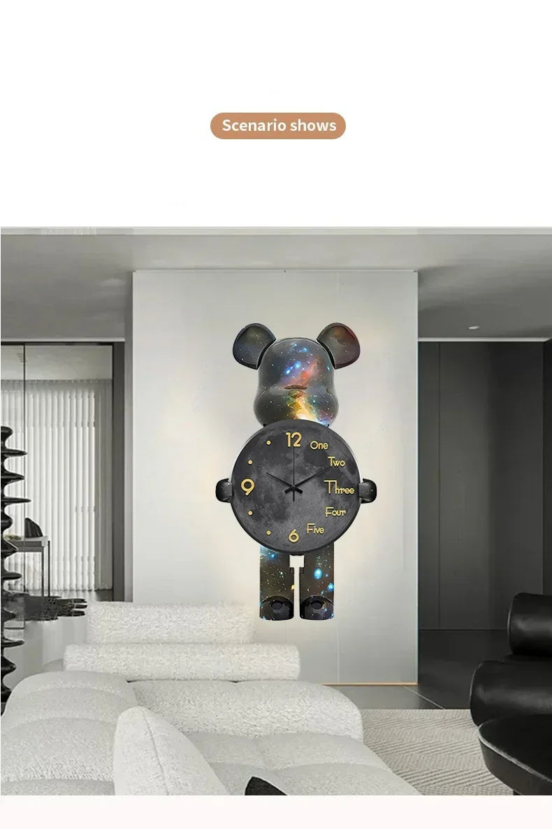 Large Bear Wall Clocks CreativeBear Wall Clock Aesthetic Giant Wall-clock Luxury Living Room Decoration Dining Room Ornament