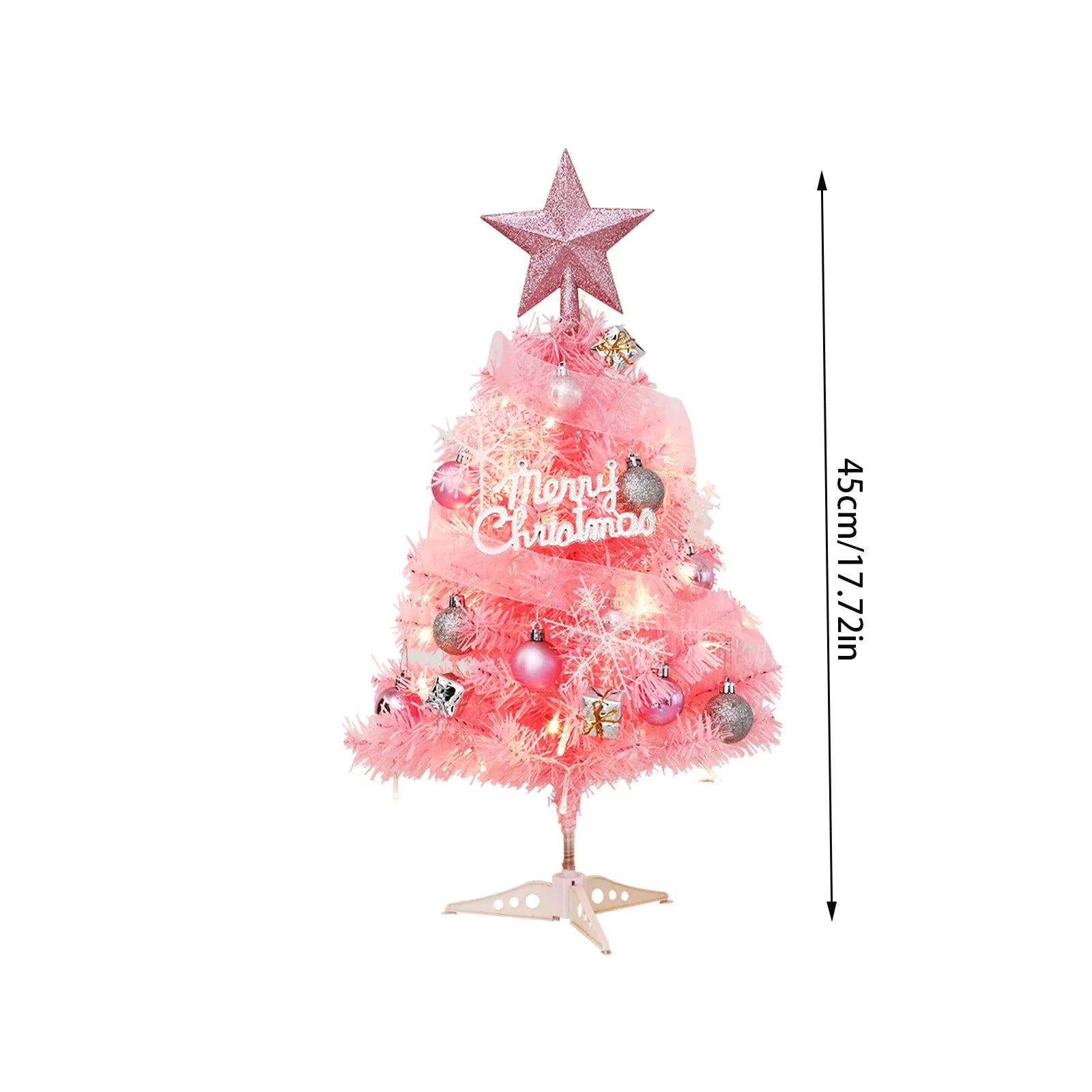 Christmas Tree Set Pink Mini 60cm 45cm Small Tabletop Decor Holiday Festive Design Unique Xmas Decor Gift Ornament