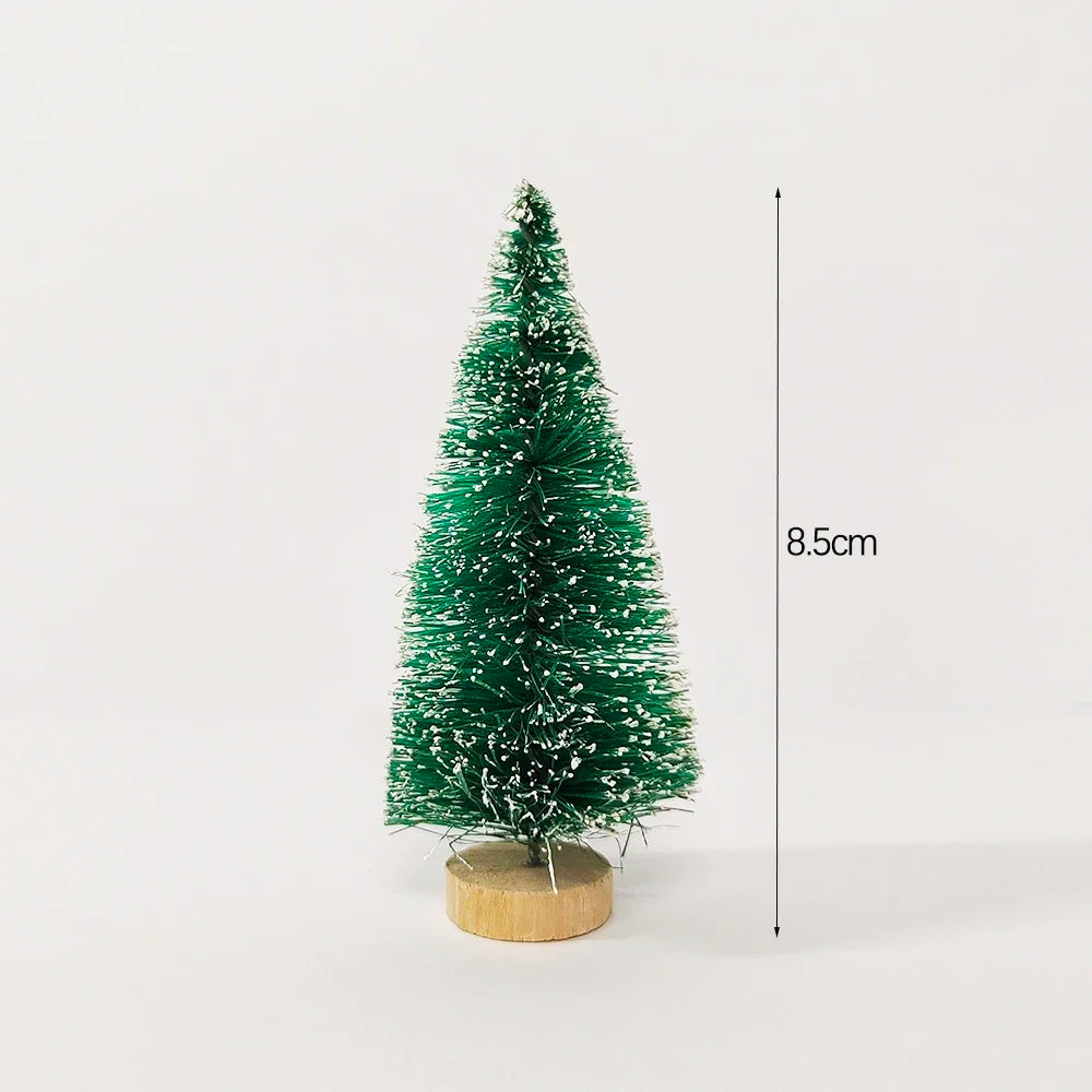 5/8pcs Mini Christmas Trees Small Artificial Christmas Tree Ornament Cedar Pine Sisal Tabletop Merry Christmas Party Decoration