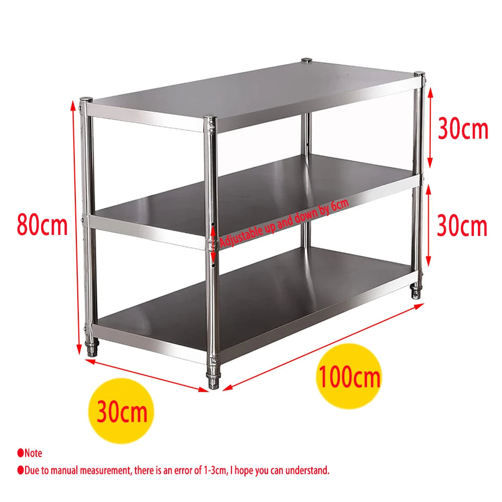 Stainless Steel Shelf, Kitchen Storage Rack, 3-Tier Shelving Units and Storage, Standing Shelving Work Table for Kitchen Garage