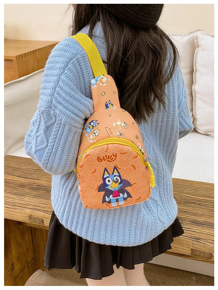 Bingo Friends Children's Bag Cute Bluey Family kids Chest Bag Kindergarten Cartoon Light Crossbody Bag Halloween Christmas gift