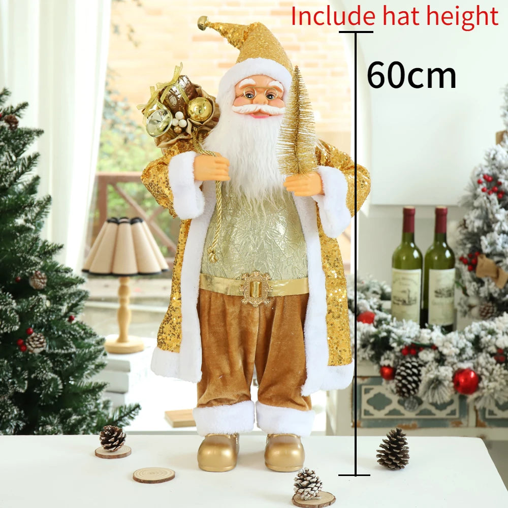 60cm Christmas Large Santa Claus Dolls Ornaments Standing Santa Figurine Doll Christmas Home Decoration Kids Gift navidad