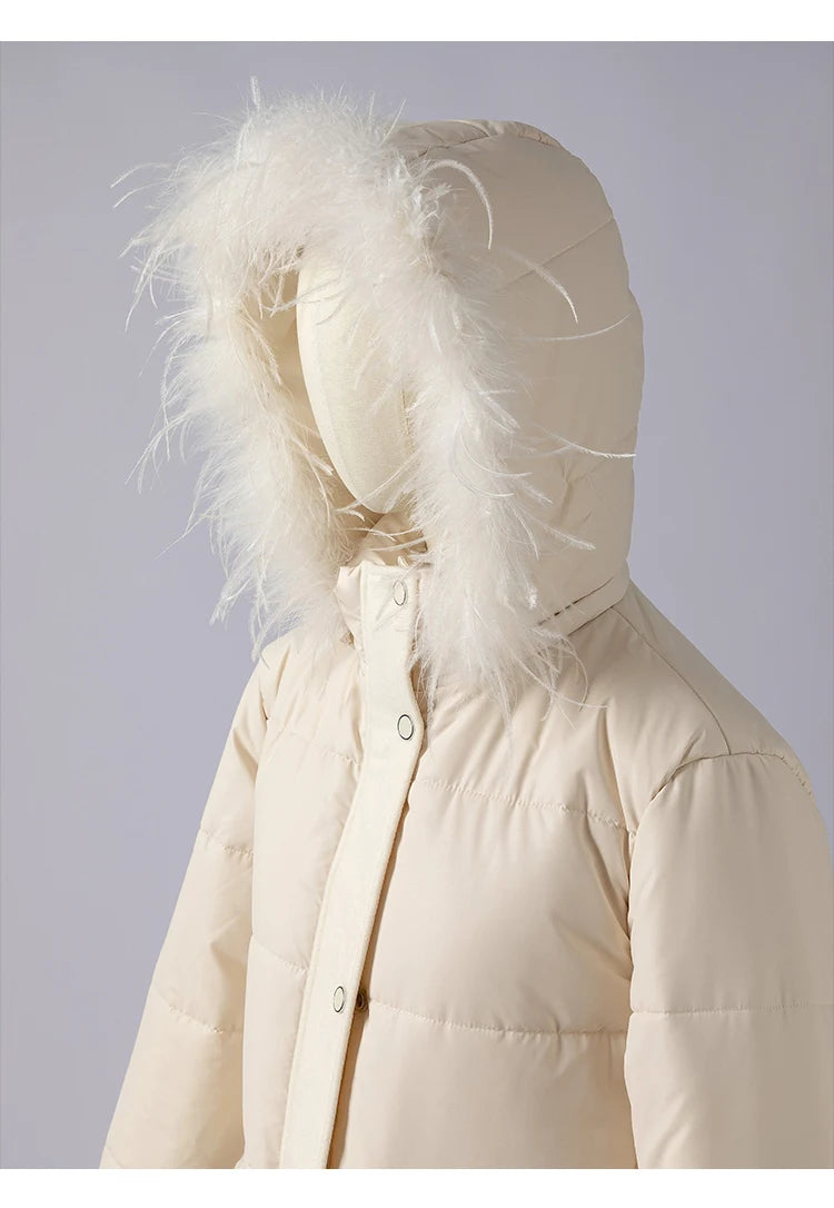 K1050W Women's Luxury Winter Coat High-Quality Long Thick Hooded Jacket for Ladies