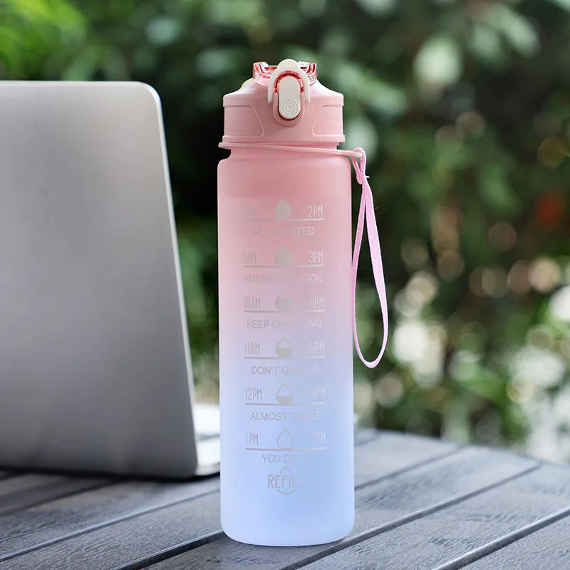 750ML Sports Water Bottle with Time-Tracking Straw Leak Proof Locking Flip Cover for Easy Carry Ideal for Outdoor Adventures