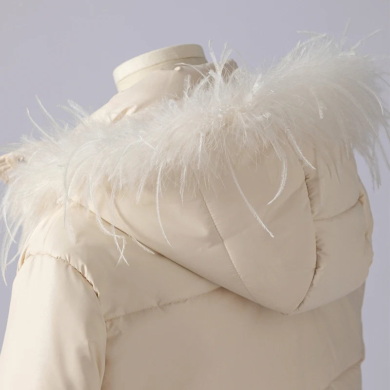 K1050W Women's Luxury Winter Coat High-Quality Long Thick Hooded Jacket for Ladies