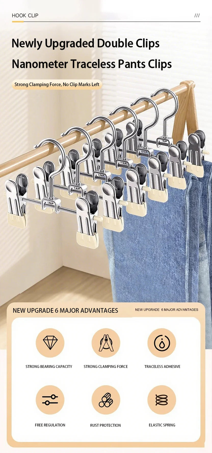 Stainless Steel Multi-Functional Clothes Hanger Clips – Wardrobe Organizer