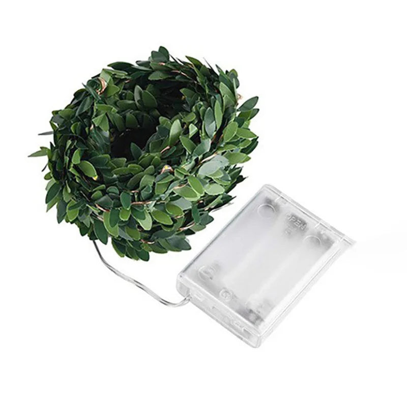 Artificial Flower Leaf Led Fairy Lights Garland Christmas Tree Decoration Outdoor Room Curtain Lamp Wedding Party Garden Decor