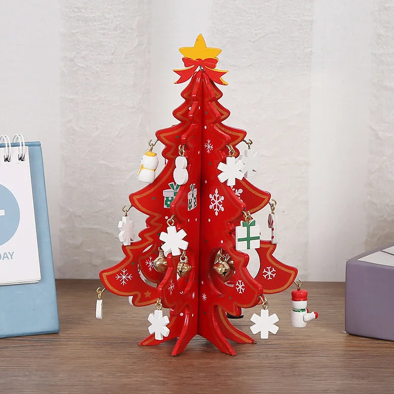 Christmas Tree Children's Handmade DIY Stereo Wooden Christmas Tree Scene Layout Christmas Decorations Ornaments Hot