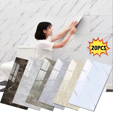 10-20Pcs 30cmx60cm Self-adhesive Marble Tiles Sticker Waterproof Floor Sticker PVC Tile Kitchen Bathroom Wall Sticker Home Decor