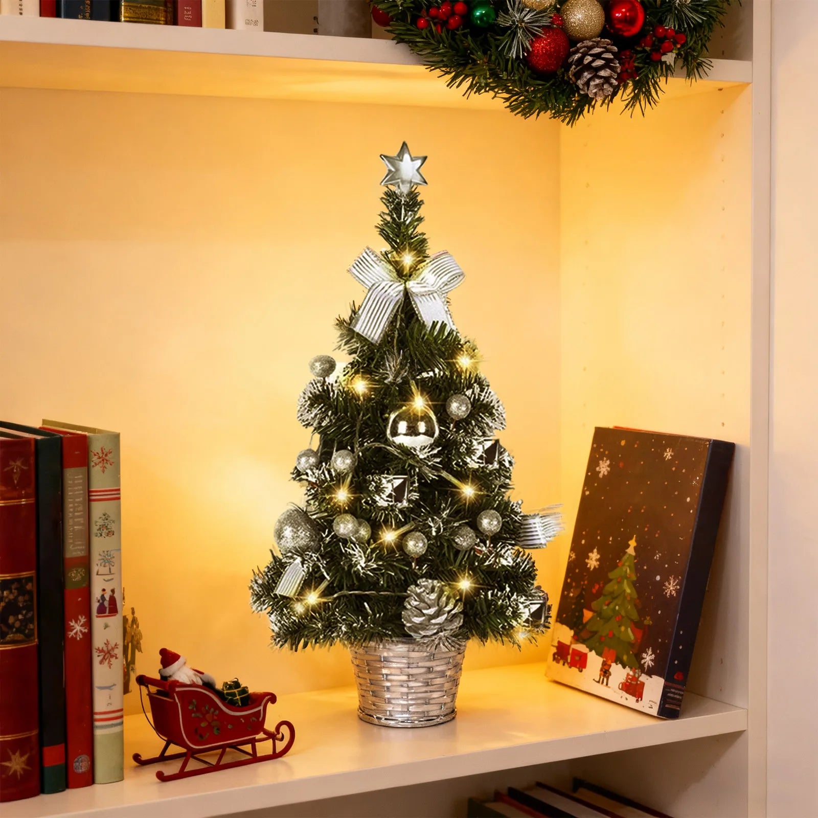 40cm Christmas Tree With Lights Mini Christmas Tree Desktop Christmas Tree Desktop Decorations New Year Party Decoration Navidad