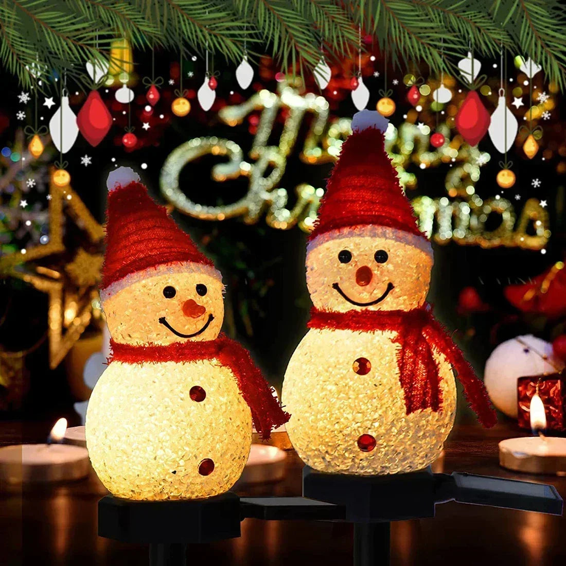 LED Christmas Solar Garden Decoration Light Solar Powered Snowman Lawn Light Outdoor Away Courtyard Terraces Decorative Lamp