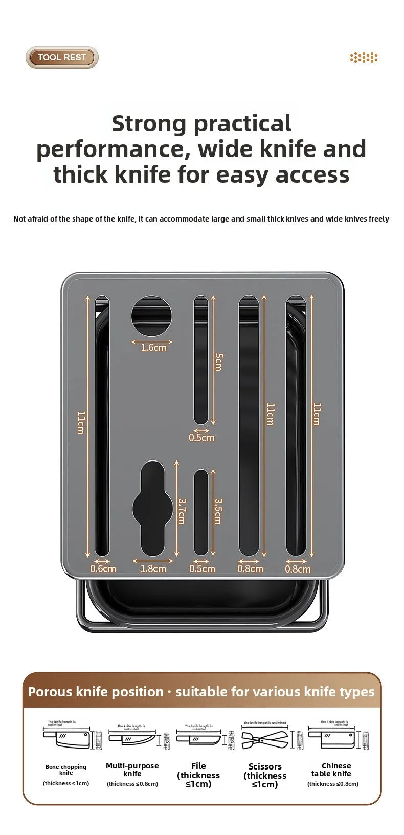 Kitchen knife rack storage rack countertop drainage all-in-one knife storage rack kitchen knife rack for home knife holder