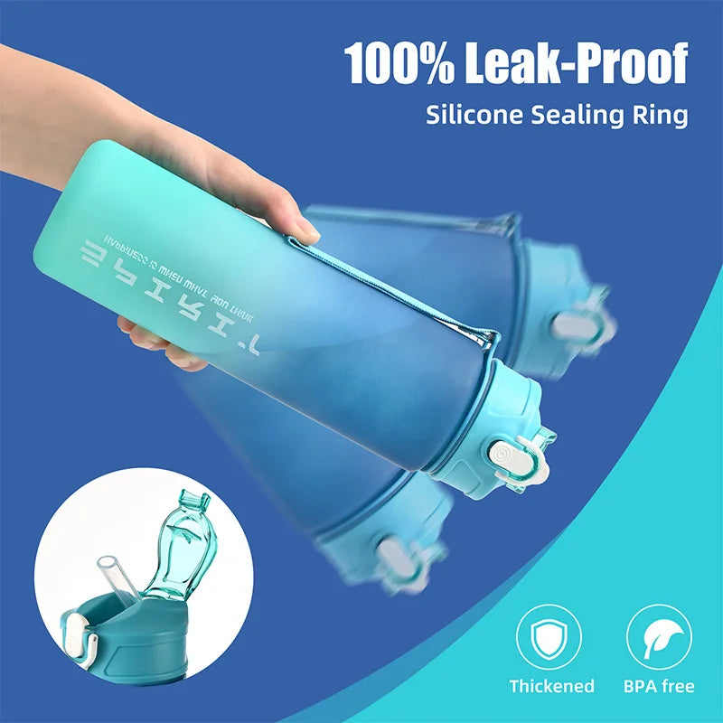 750ML Sports Water Bottle with Time-Tracking Straw Leak Proof Locking Flip Cover for Easy Carry Ideal for Outdoor Adventures