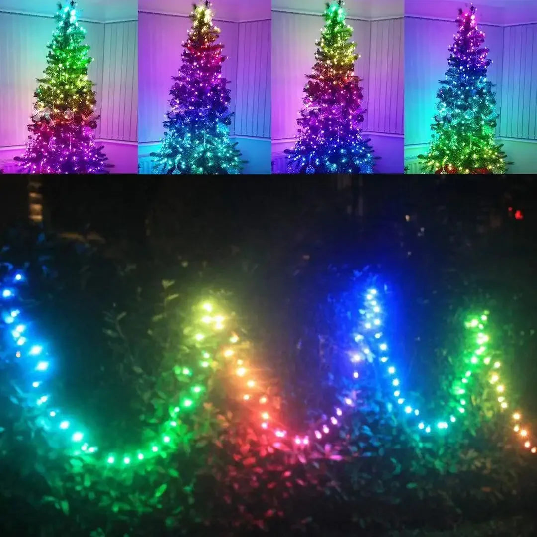 Christmas Tree LED Fairy Lights Smart Bluetooth Garland Festoon LED Chain Light Outdoor Waterproof New Year Decoration 2025