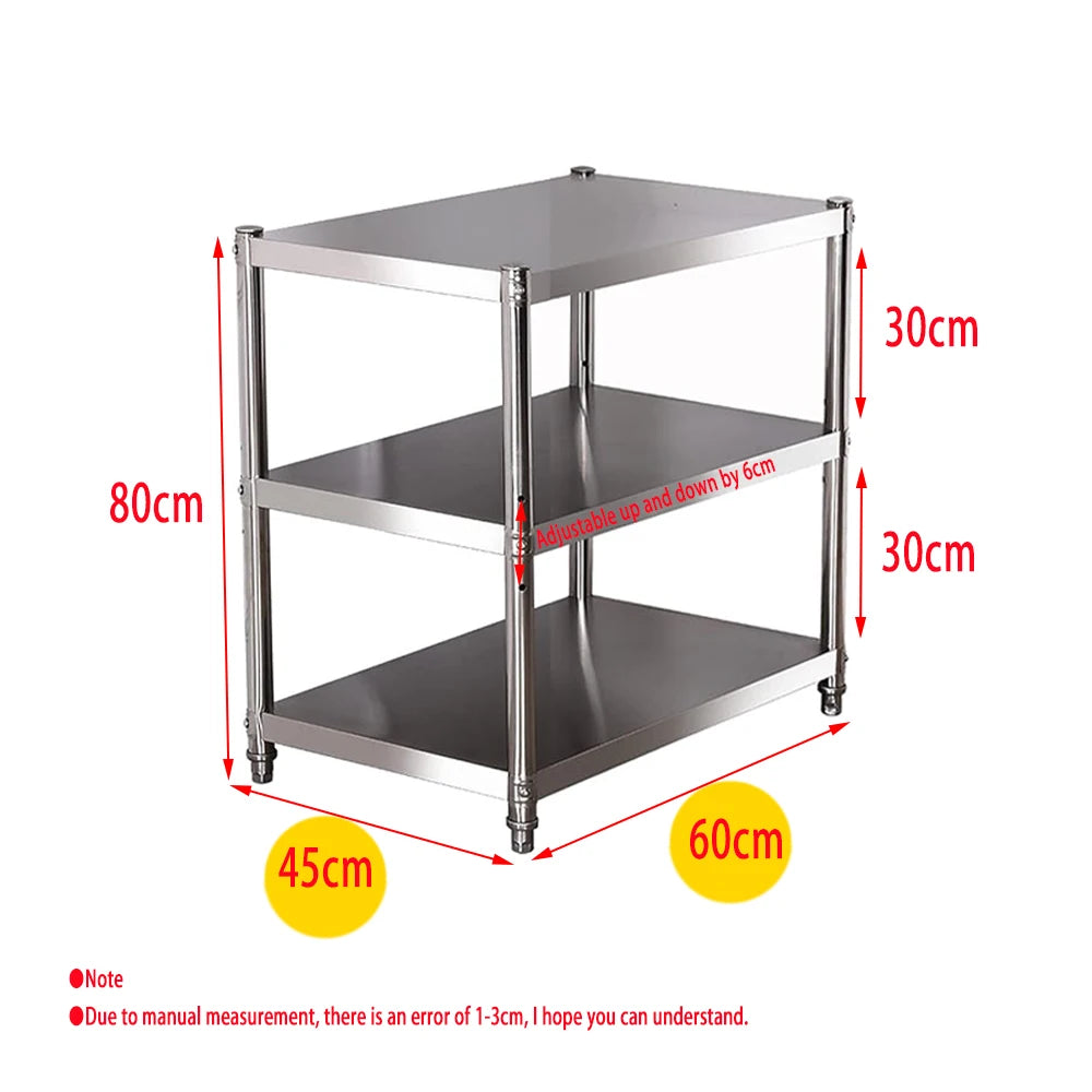 Stainless Steel Shelf, Kitchen Storage Rack, 3-Tier Shelving Units and Storage, Standing Shelving Work Table for Kitchen Garage