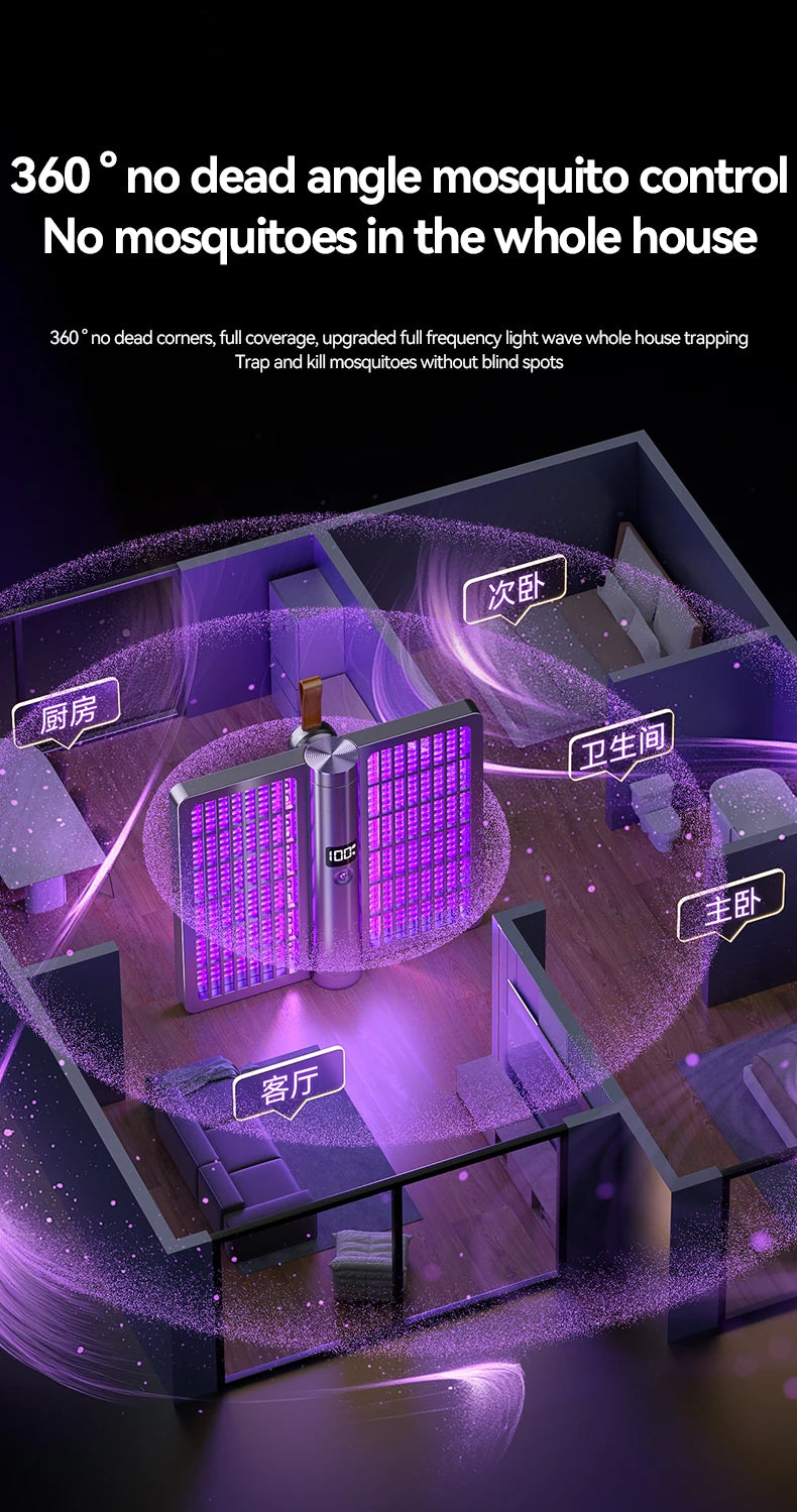 Electric Shock Mosquito Swatter Foldable Zapper Anti Mosquito Lamp Repellent Killer Rechargeable Portable Indoor Outdoor Use