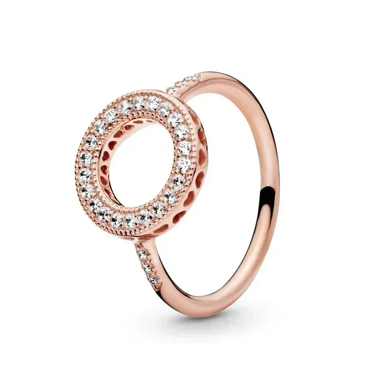 Hot selling 925 sterling silver rose gold ring high-quality luxury sparkling crystal ring women's jewelry exquisite holiday gift