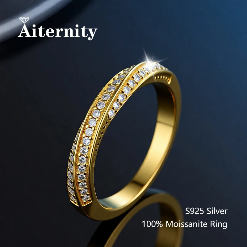 100% Pass Diamond tester Pen Moissanite Ring Matching Wedding Diamond Band for Women 925 Sterling Silver Female Single Tail Ring