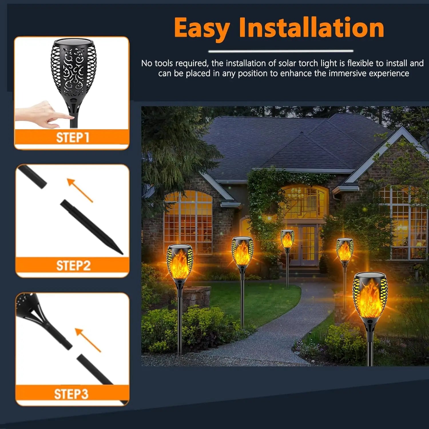 96 LED Outdoor Solar Torch Lights Waterproof Garden Patio Flickering Dancing Flame Lamp Lawn Lighting