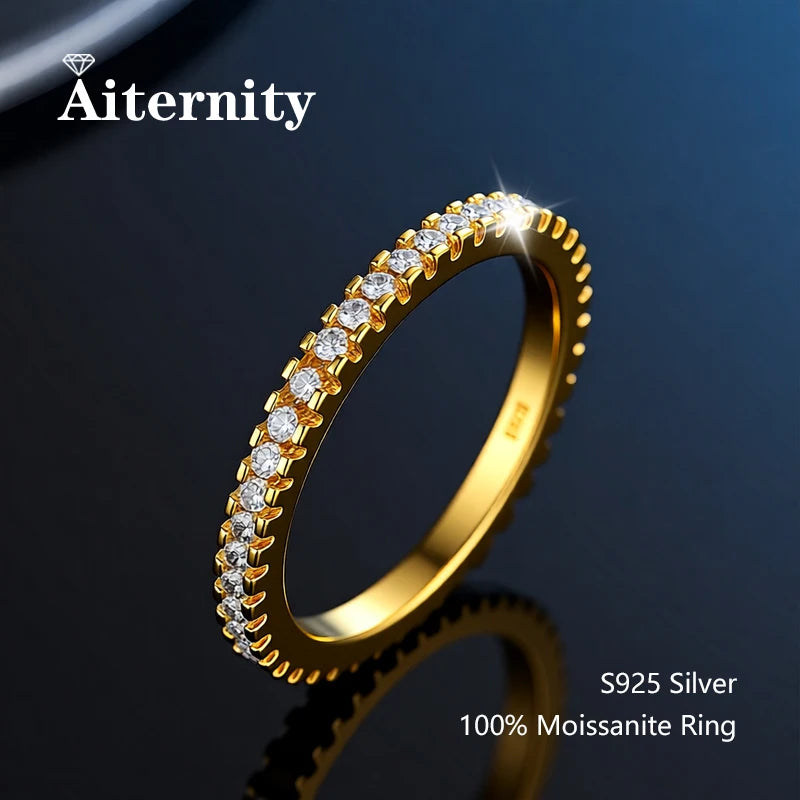 100% Pass Diamond tester Pen Moissanite Ring Matching Wedding Diamond Band for Women 925 Sterling Silver Female Single Tail Ring