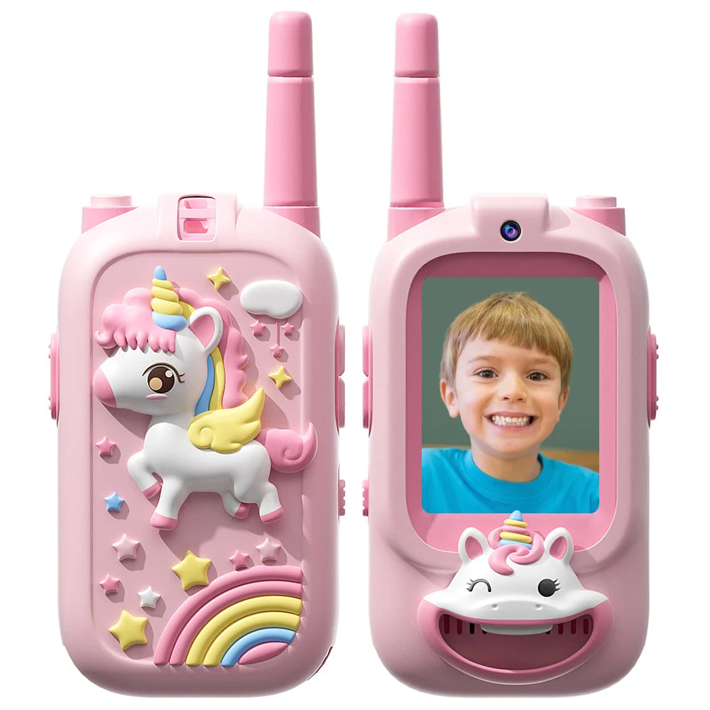 Video Walkie Talkies for Kids 2 Pack Rechargeable Toddler Toys  for Indoor Camping Travel  Birthday Gfits for Kids Ages 3-12