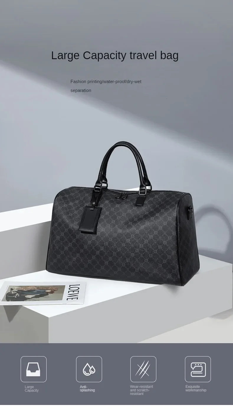 Men Business Travel Luggage Bag Leather Travel Duffle Large Capacity Hand Luggage Bag Short Trip Shoulder Bags Luxury Handbag