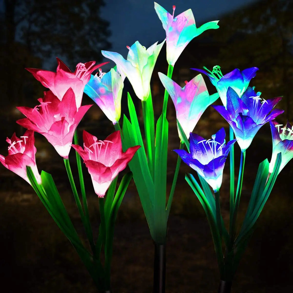 Lily Flower Solar Outdoor Light Ip65 Waterproof Solar Powered for Garden Pathway Landscape Lights Courtyard Yard Decoration