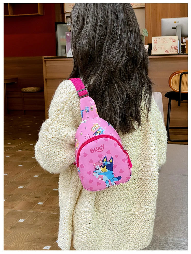 Bingo Friends Children's Bag Cute Bluey Family kids Chest Bag Kindergarten Cartoon Light Crossbody Bag Halloween Christmas gift