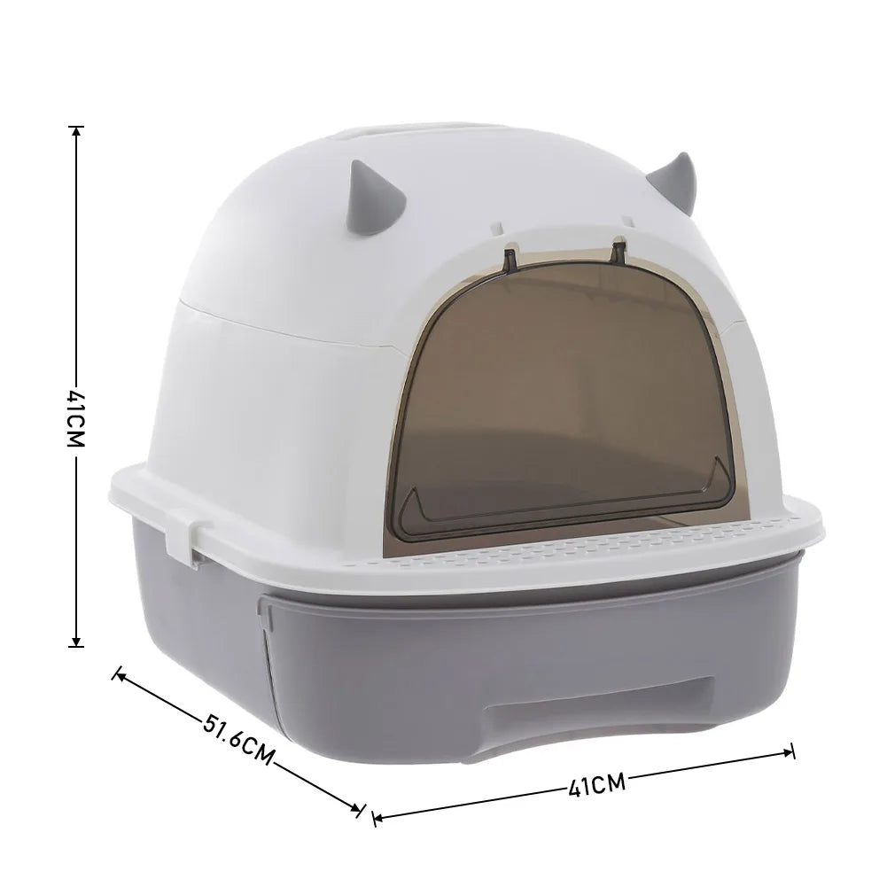 Enclosed Cat Litter Box with Drawer and Scoop