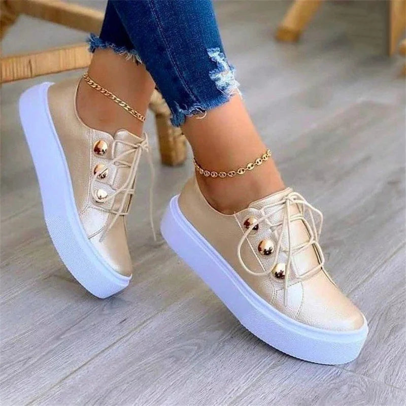 Women’s Platform Lace-Up Sneakers Non-Slip Casual Shoes