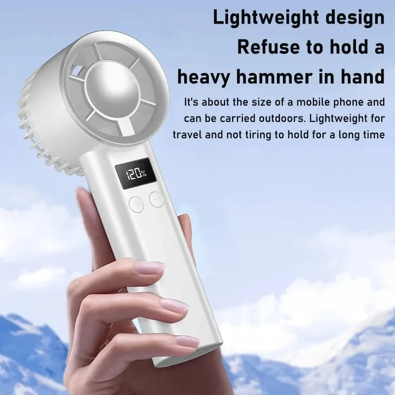 120 Wind Speeds Bladeless Portable Hand Fan USB Rechargeable Mini Handheld High-Speed Personal Fan for Eyelash Makeup