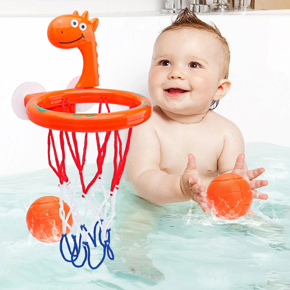 Baby Bath Toy Children Water Play Toys Set Bathroom Bathtub Suction Cup Shooting Basketball Hoop with 3 Balls Bath Toys for Kids