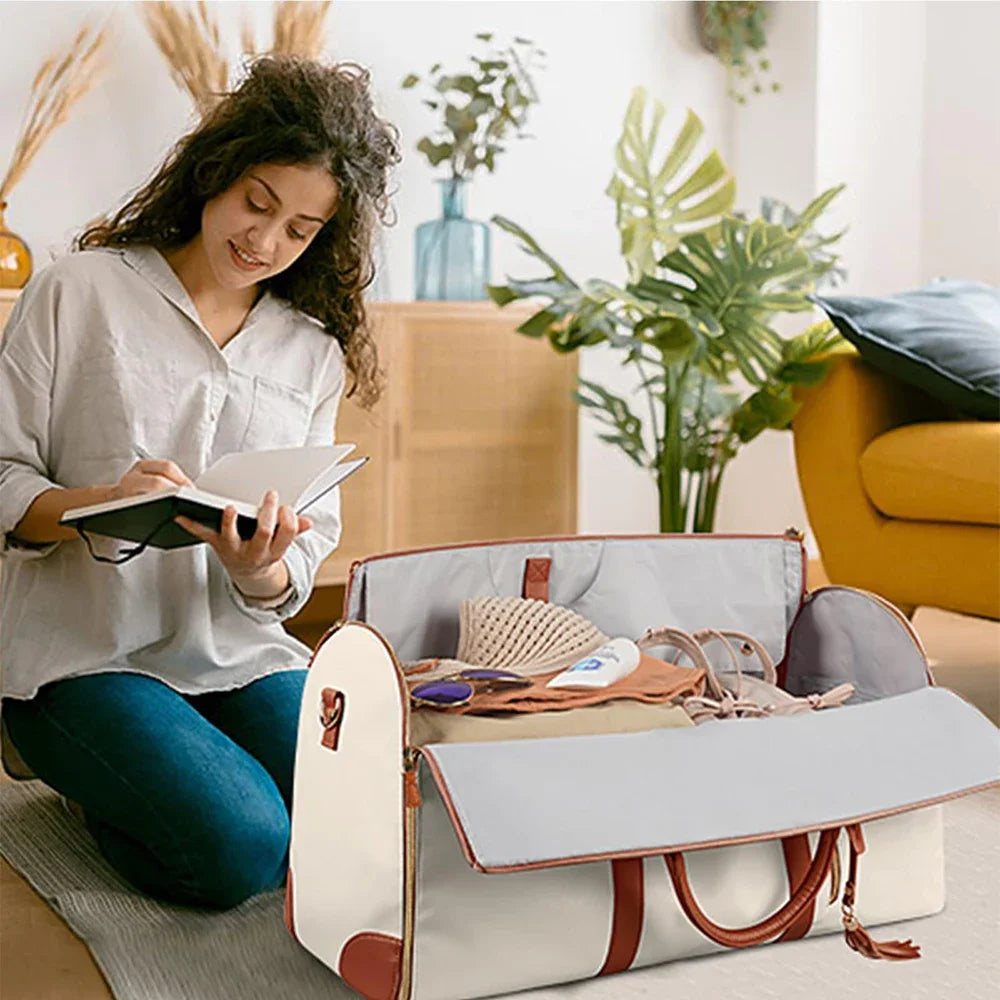 Travel Luggage Bag with Shoe Compartment Large Capacity Portable Duffle Bag Women's Foldable Suitbag Waterproof Clothes Totes