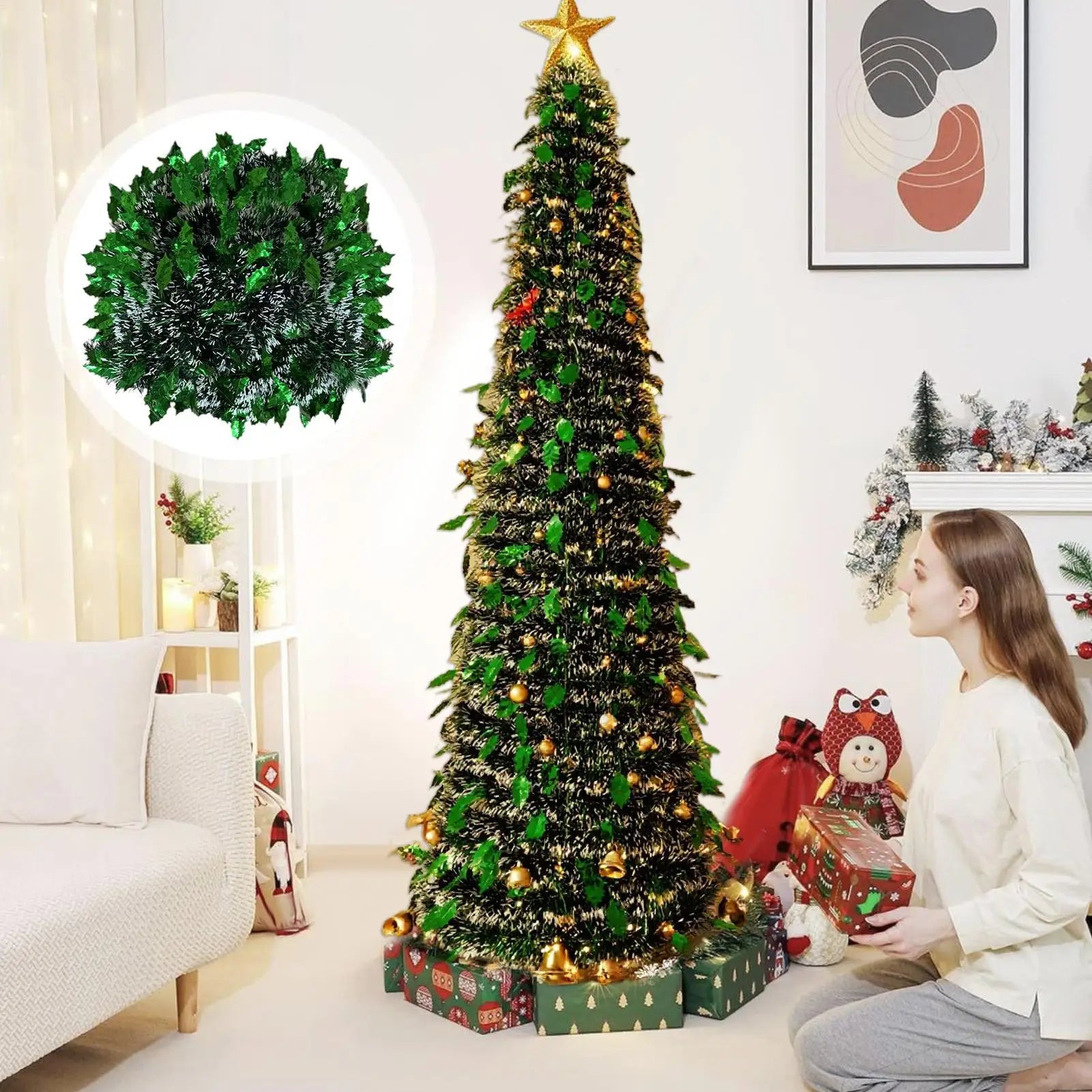Artificial Christmas Tree 150cm Backyard Festival Decor Foldable Faux Christmas Tree New Year Navidad Decor For Indoor Outdoor