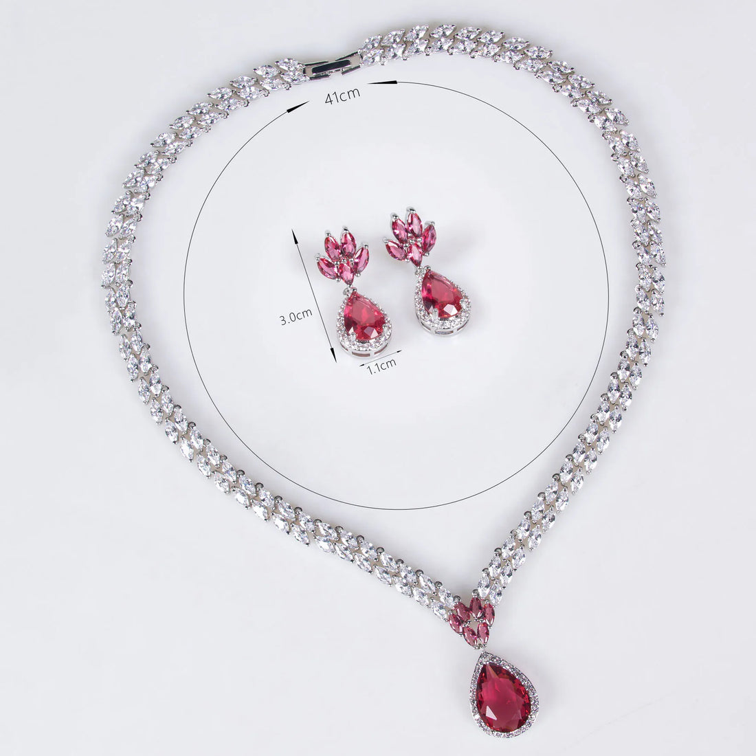 New luxury art beauty teardrop necklace earrings ladies jewellery zirconia set party wedding bridal gift dubai accessories M-317