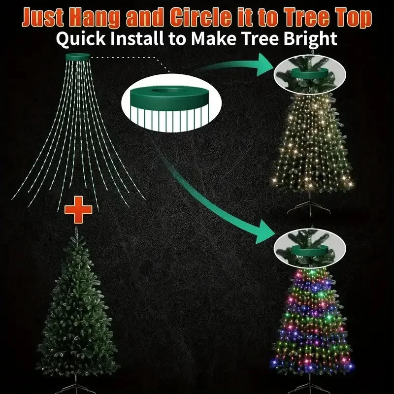 7.87FT 400LEDs Christmas Tree Lights Smart RGB LED String Lights IP68 Holiday Decoration for Indoor Outdoor Tree APP Control
