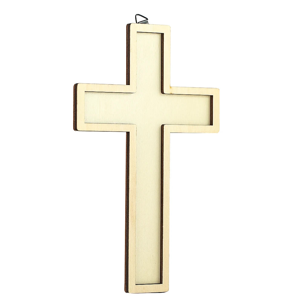 Log Cross Wall-mounted Large Christ Decorations Hanging Simple Wooden Crafts Altar Church Wall Decoration Holiday Atmosphere
