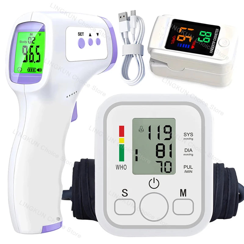 Tensiometer Heart Rate Pulse Meter BP Monitor Healthy Digital Arm Blood Pressure Meter Cuff Medical Automatic Pressure Tonometer