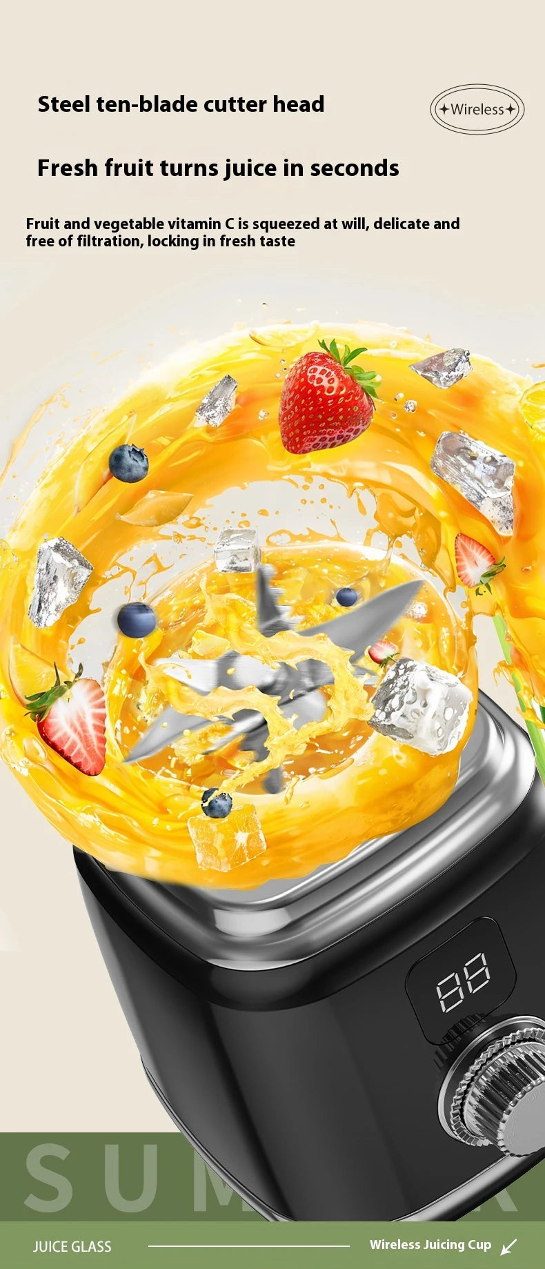 Portable Rechargeable Juicer Blender USB 2 in 1 Fruit Juice Extractor Quiet Operation for Travel Outdoor Baby Food Smoothie