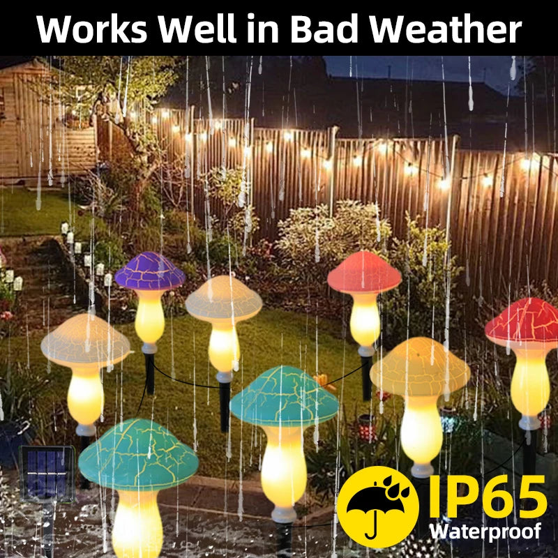 Solar Mushroom Lights for Garden Decor Waterproof Outdoor Night Light LED Fairy Lamp for Christmas Halloween Garden Lawn Pathway