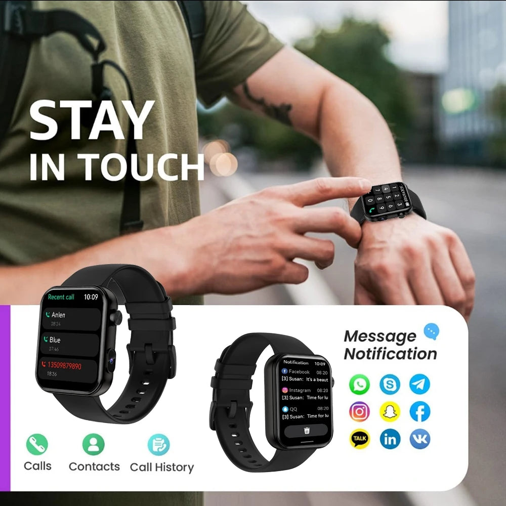 Camera Smart Watch with Video, BT Call & Health
