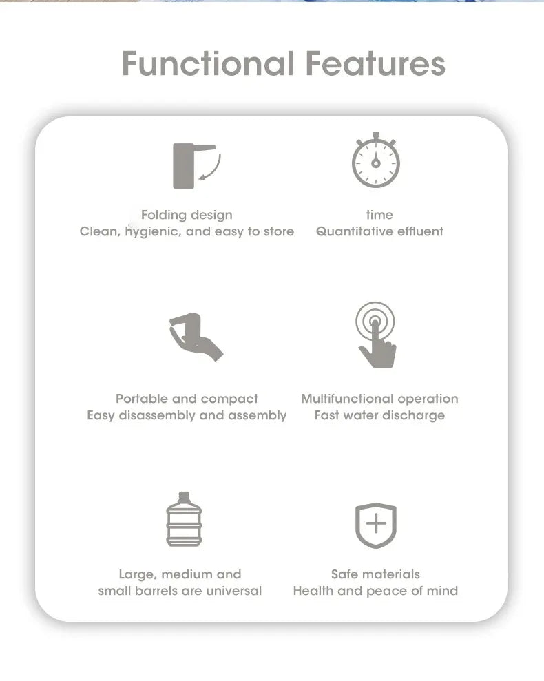 Foldable Water Dispenser Pump Handheld Portable USB Rechargeable Electric for Bottle Jug No Spill Quick Flow Desk Travel Camping