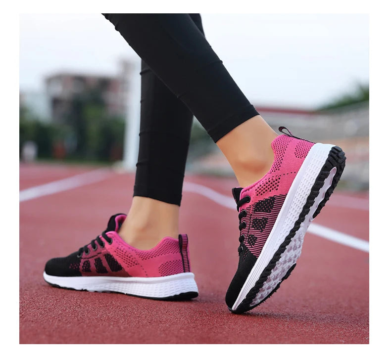 Women’s Breathable Mesh Walking Sneakers – Lightweight Flat Shoes