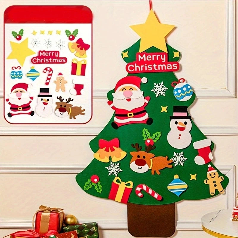 DIY Felt Christmas Tree Christmas Decoration for Home Navidad 2022 New Year Christmas Ornaments Santa Claus Xmas Kids Gifts