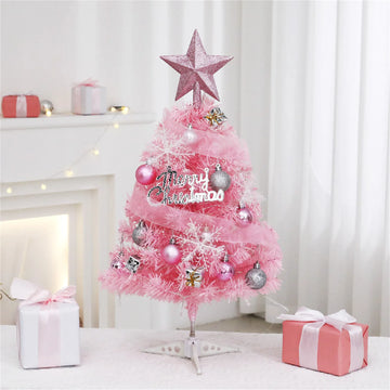 Christmas Tree Set Pink Mini 60cm 45cm Small Tabletop Decor Holiday Festive Design Unique Xmas Decor Gift Ornament