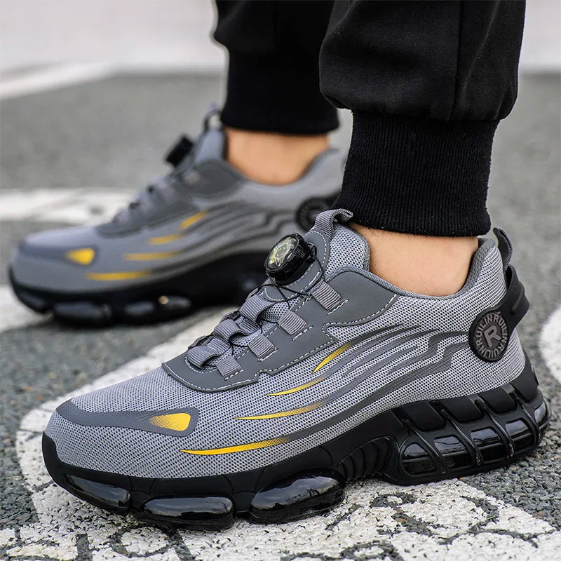 Rotating Button Steel Toe Safety Shoes – Lightweight Puncture-Proof Work Boots for Men