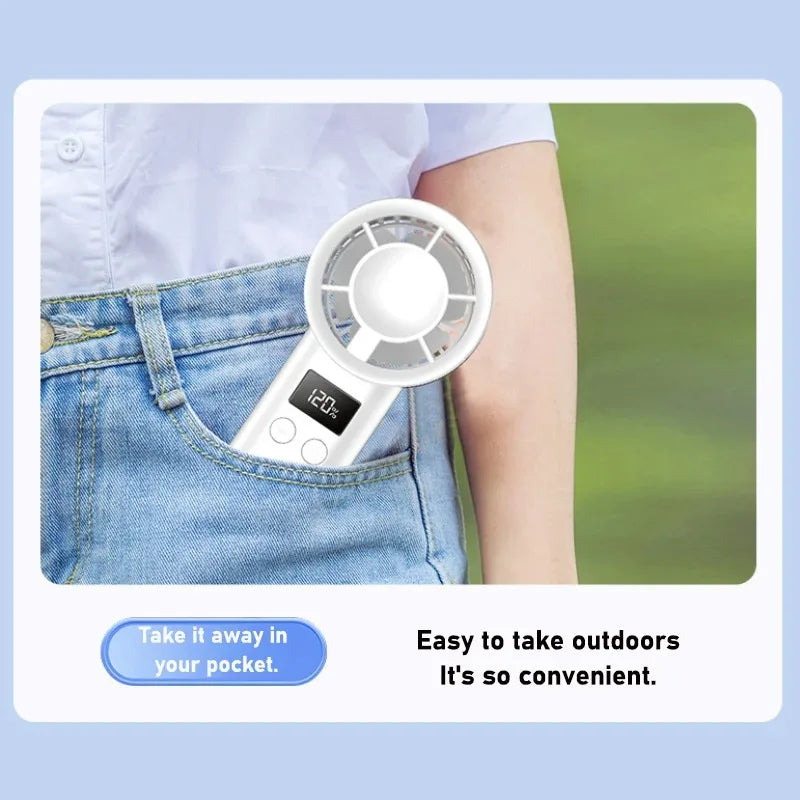120 Wind Speeds Bladeless Portable Hand Fan USB Rechargeable Mini Handheld High-Speed Personal Fan for Eyelash Makeup