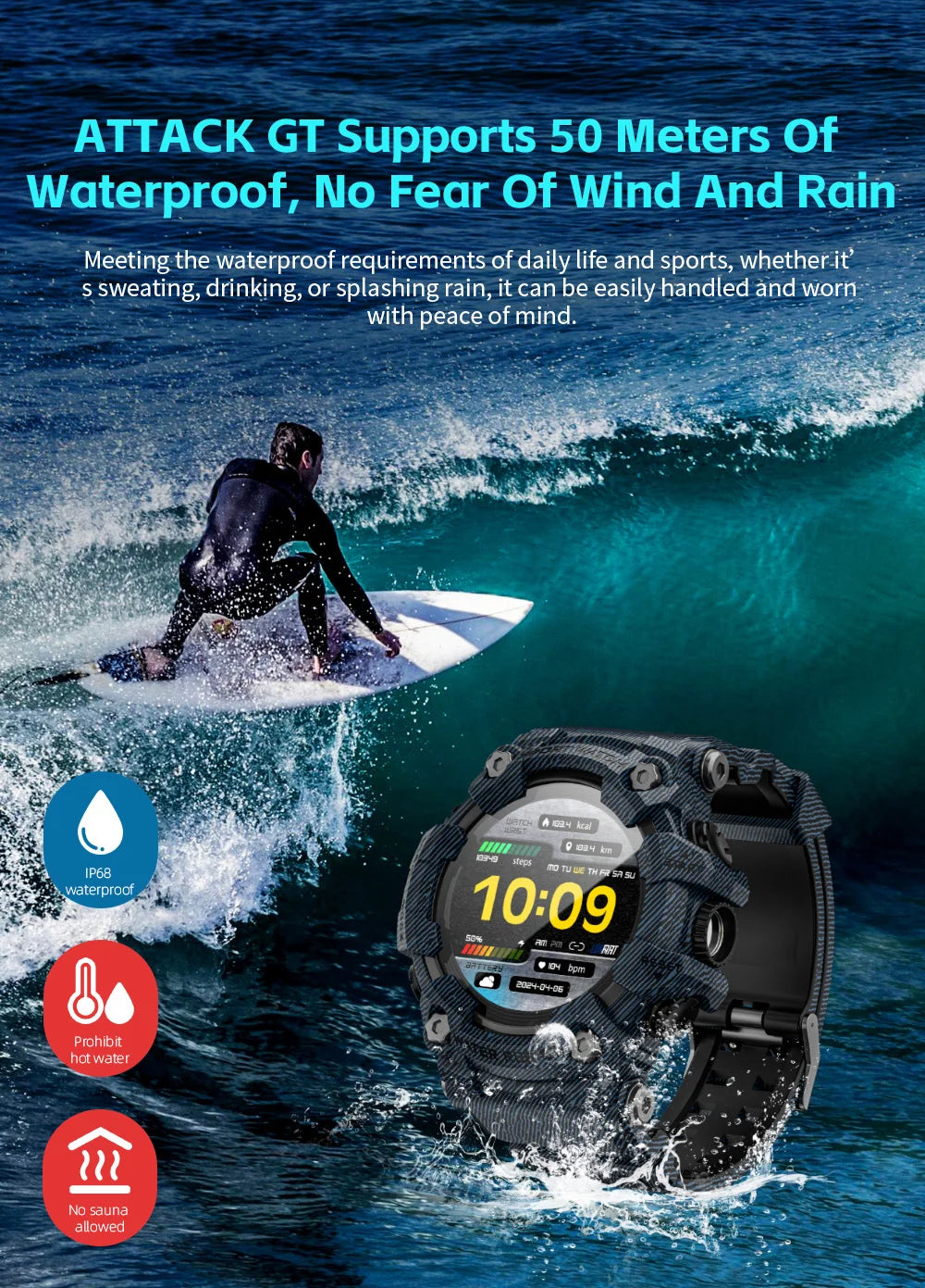 Fitness Smart Watch for Men with Heart Rate